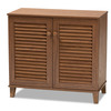 Baxton Studio Coolidge Walnut Finished 4-Shelf Wood Shoe Storage Cabinet 156-9387